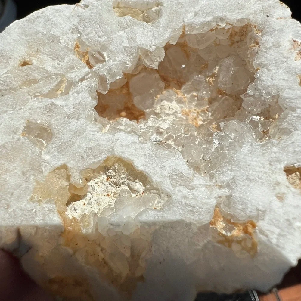 Raw White Quartz Agate Geode Druzy Halves Healing Crystal Collector Display